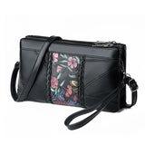 Flower Print Sheepskin Leather Small Shoulder Bag for Women