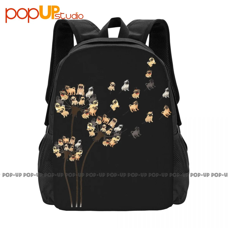 Flower Pug Dog Dandelion Backpack Large Capacity Swimming School Sport Bag