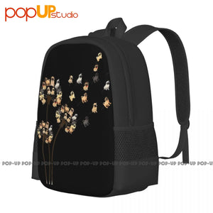 Flower Pug Dog Dandelion Backpack Large Capacity Swimming School Sport Bag