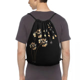 Flower Pug Dog Dandelion Drawstring Bags Gym Bag School
