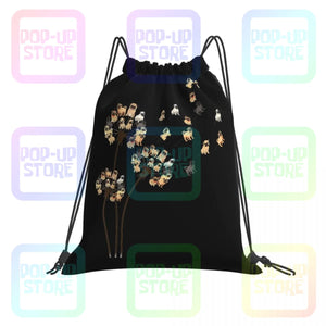 Flower Pug Dog Dandelion Drawstring Bags Gym Bag School