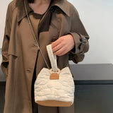 Flower Quilted Chain Bucket Bag Lightweight Shoulder Bag