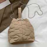 Flower Quilted Chain Bucket Bag Lightweight Shoulder Bag