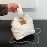 Flower Quilted Messenger Bag Chain Tote Soft Embroidered Lightweight Travel