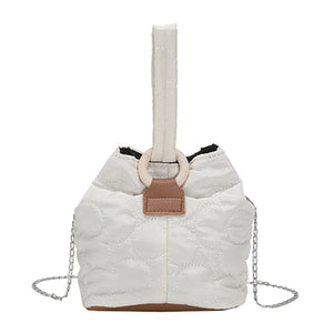 Flower Quilted Messenger Bag Chain Tote Soft Embroidered Lightweight Travel