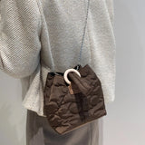 Flower Quilted Women Messenger Bag Chain Handbag Casual Embroidered