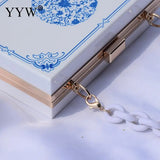 Acrylic Flower Clutch Purse Party Handbag with Chain