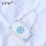 Acrylic Flower Clutch Purse Party Handbag with Chain