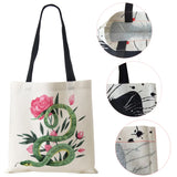 Flower Snake Women Shoulder Bag Harajuku Canvas Shopper Tote Bag