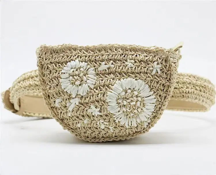 Flower Straw Waist Pack Men Women Can Be Fitted With Mobile Phone Keys Purse
