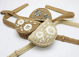 Flower Straw Waist Pack men women mobile keys purse grass bag