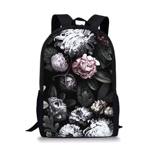 Flower Style Print Large Schoolbag Student School Backpack