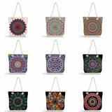 Flower Tote Bags Women Eco Reusable Shopping Bag Foldable Floral Print Handbags
