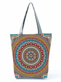 Flower Tote Bags Women Eco Reusable Shopping Bag Foldable Geometry Floral Print