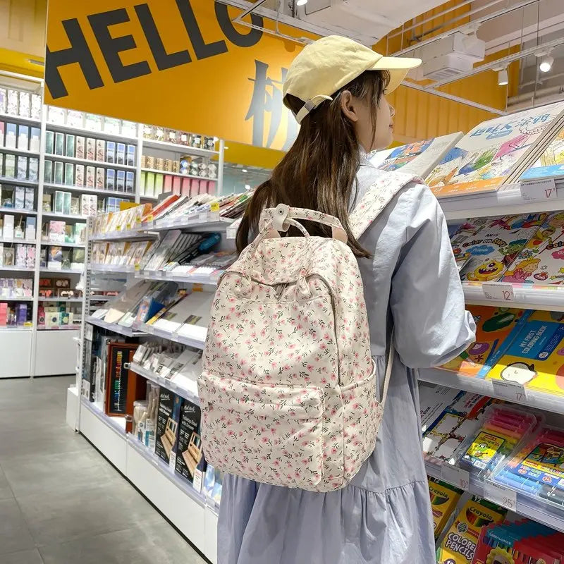 Vintage Flower Backpack School Bags for Teenage Girls Women