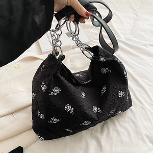 Flower Women Soft Cotton Cloth Handbag