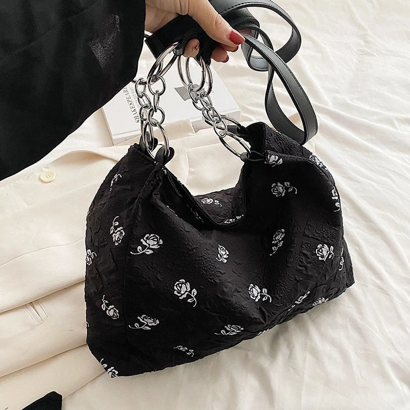 Flower Women Soft Cotton Cloth Handbag