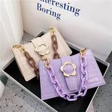Flower Women Small Shoulder Bag Retro PU Leather Girls Hand Bags