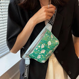 Flower Pattern Waist Bags Leather Fanny Pack Female Belt Bag