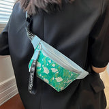 Flower Pattern Waist Bags Leather Fanny Pack Female Belt Bag