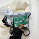 Flower Pattern Waist Bags Leather Fanny Pack Female Belt Bag