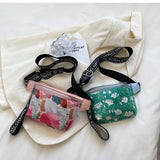 Flower Pattern Waist Bags Leather Fanny Pack Female Belt Bag