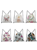Flowers Butterfly Drawstring Backpack Sports Gym Bag Women Men