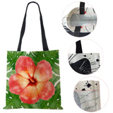 Flowers Canvas Shoulder Bag Large Capacity Reusable Casual Handbag