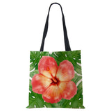 Flowers Canvas Shoulder Bag Large Capacity Reusable Casual Handbag