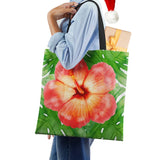 Flowers Canvas Shoulder Bag Large Capacity Reusable Casual Handbag