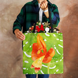 Flowers Canvas Shoulder Bag Large Capacity Reusable Casual Handbag