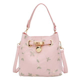 Flowers Embroidery Bucket Crossbody Bag for Women
