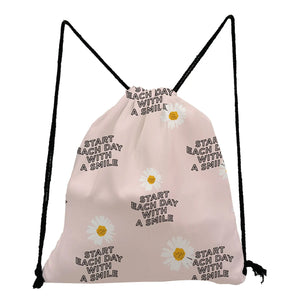 Flowers Printed Drawstring Backpack Child School Bags