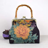Vintage Bamboo Handbag Shell Lock Women's Purse Mother Gift Bag