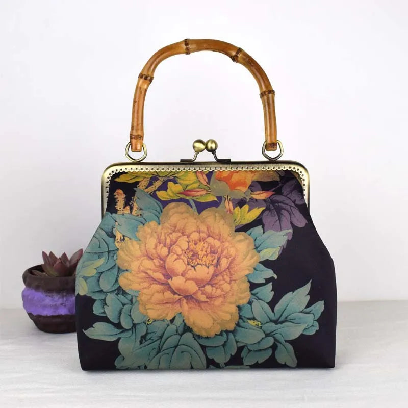 Vintage Bamboo Handbag Shell Lock Women's Purse Mother Gift Bag