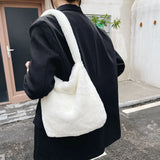 Heart Printed Plush Shoulder Bag for Women