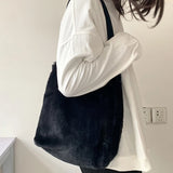 Plush Shoulder Bag Large Capacity Soft Grocery Totes Reusable Shopper