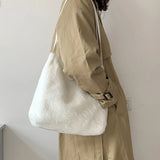 Plush Shoulder Bag Large Capacity Soft Grocery Totes Reusable Shopper