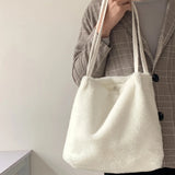 Plush Shoulder Bag Large Capacity Soft Grocery Totes Reusable Shopper
