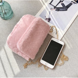 Fluffy Shoulder Bags Women Solid Crossbody Cover Flap Candy Winter Handbags