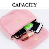 Fluffy Shoulder Bags Women Solid Crossbody Cover Flap Candy Winter Handbags