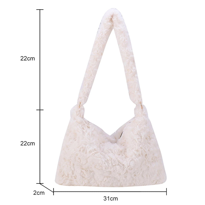 Plush Shoulder Tote Soft Zipper Small Street Travel Bags Clutches