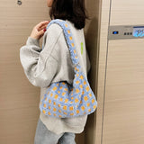 Plush Shoulder Tote Soft Zipper Small Street Travel Bags Clutches