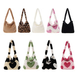 Fluffy Women's Plush Handbag Animal Printed Street Travel Bags