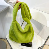 Plush Women's Handbag Animal Print Shoulder Clutch Street Travel Bag