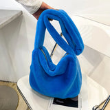 Plush Women's Handbag Animal Print Shoulder Clutch Street Travel Bag