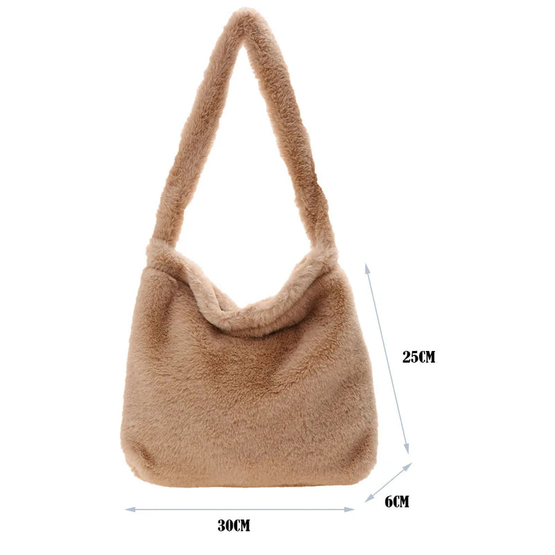 Fluffy Women's Girls Portable Plush Handbag Mini Winter Shoulder Clutches