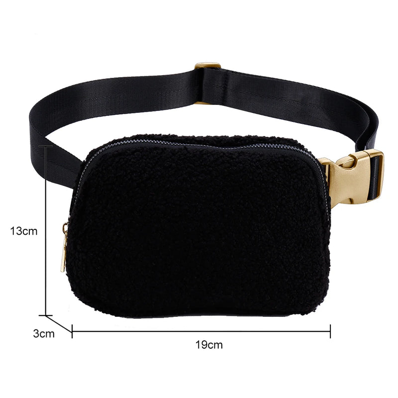 Fluffy Wool Fanny Pack Solid Women's Chest Bag Hip Bum Bag