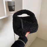 Fluffy Chain Messenger Bag Women's Solid Creative Portable Small Square Bag