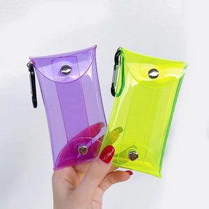 Fluorescent PVC Key Wallet Chain Ring Pouch Car Keychain
